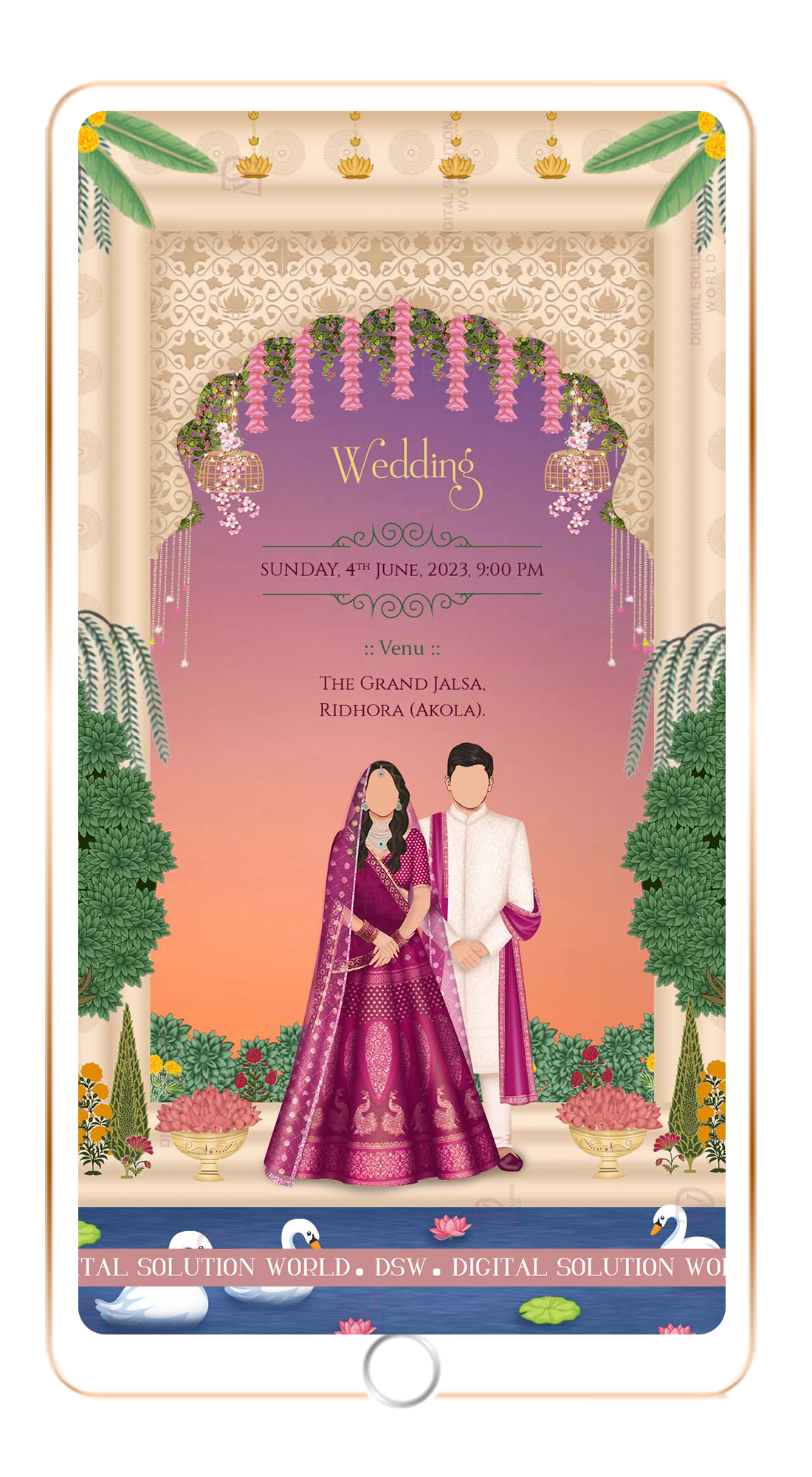 Destination beach theme wedding invitation