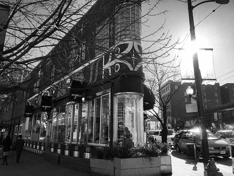 Black and white image of the tip of the Triangle Building