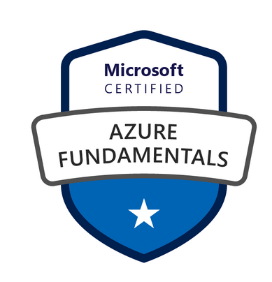 Microsoft Certified Azure Fundamentals badge for the AZ-900 exam.