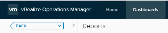 Screenshot from the vRealize Operations Idle VM Report walkthrough at step 1; the step instructs the user to click on dashboards at the top of the screen.