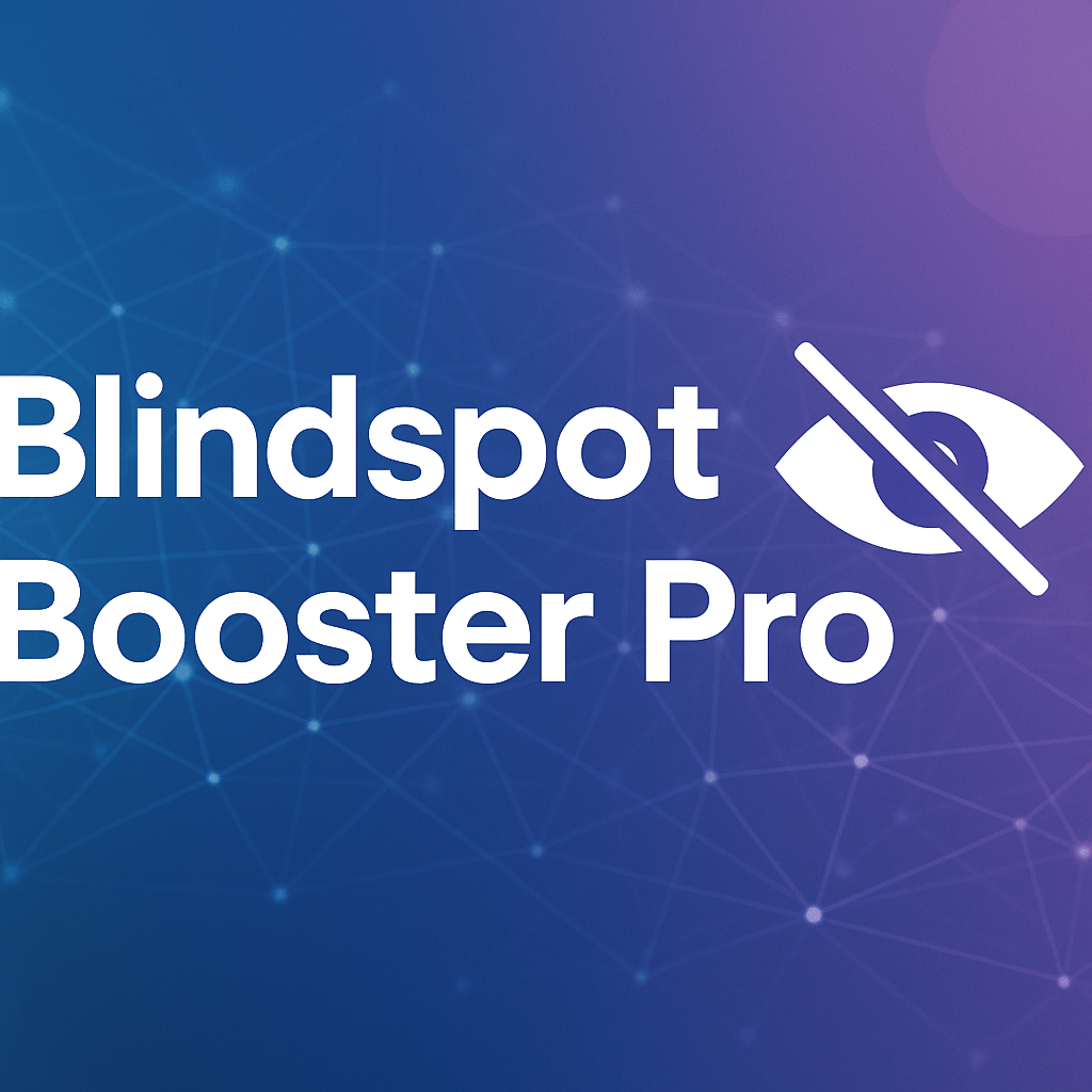 Blindspot Booster Pro graphic with a crossed-out eye icon.