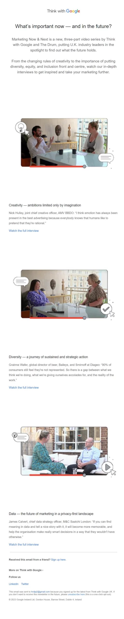 google marketing emailer