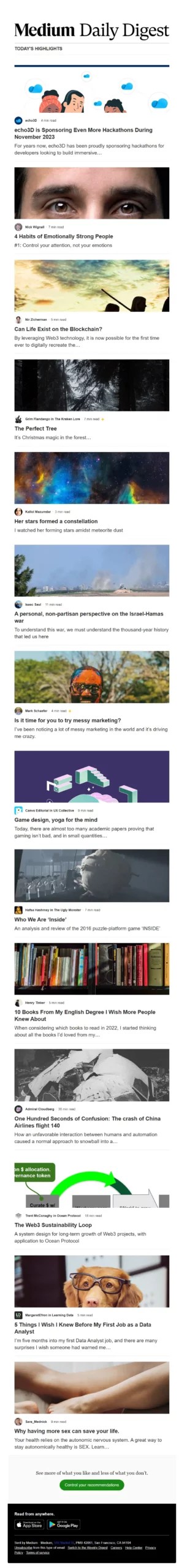 medium daily digest mailer