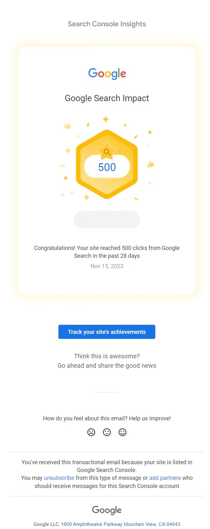 google search console email template