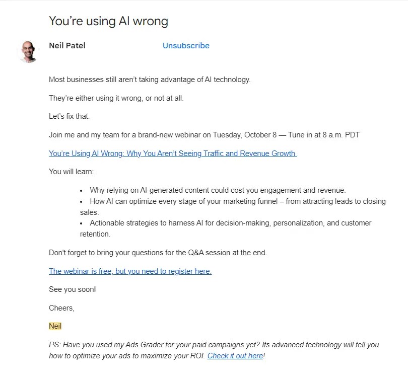 neil patel ai email