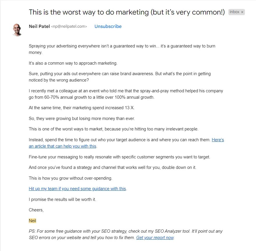 neil patel email - marketing