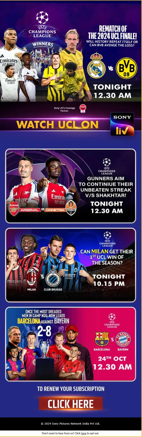 sonyliv - ucl email