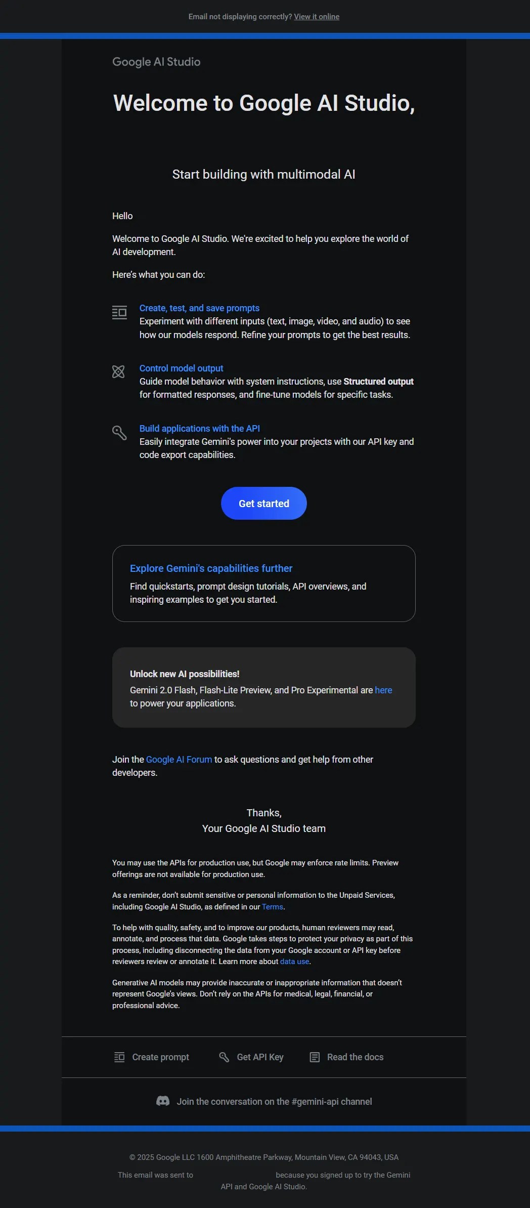 google ai studio email