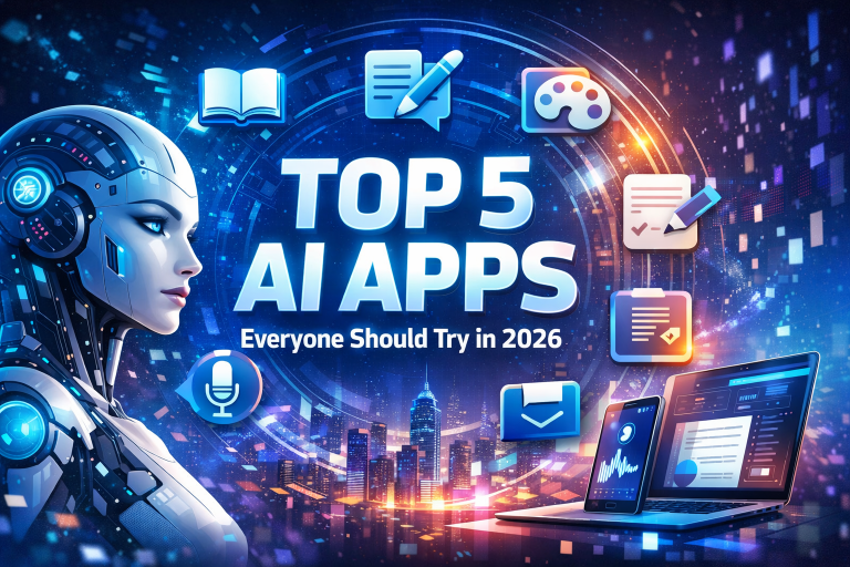 Top 5 AI Apps Everyone Should Try In 2026 Top 5 Ai Tools 768x512 