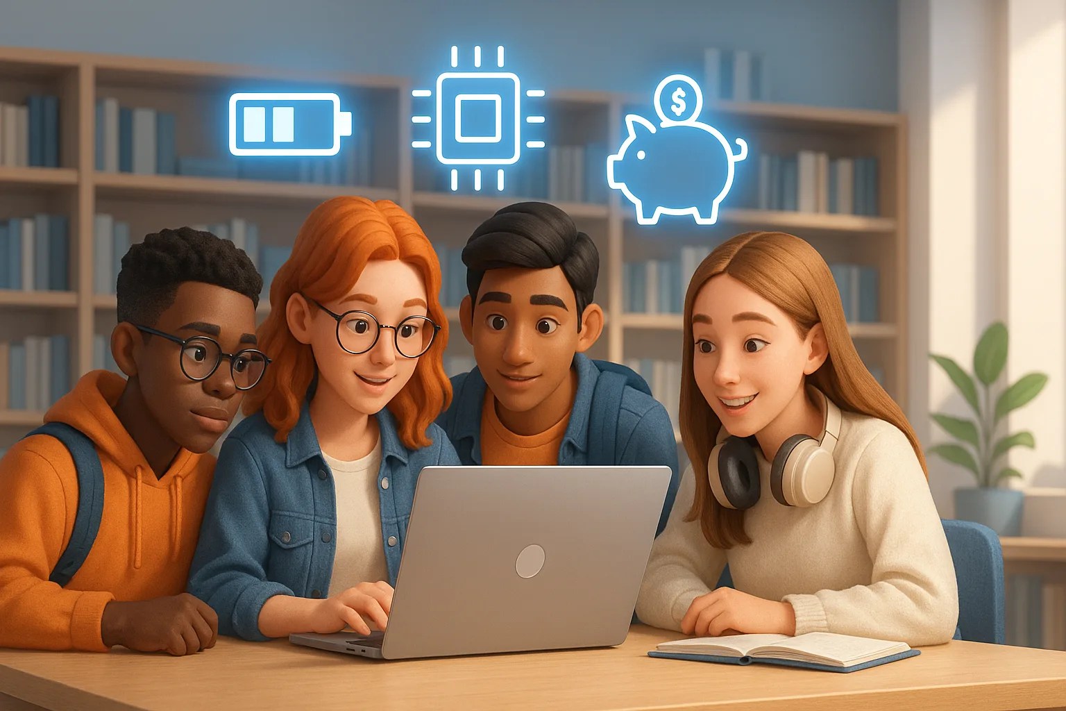 Budget laptop in use by a student in 2025