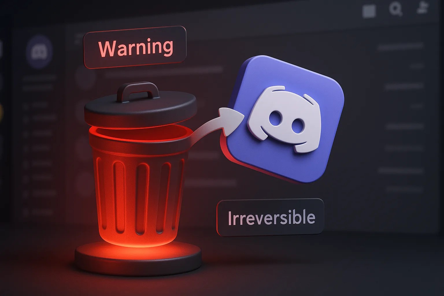 an illustration representing how to delete your discord server