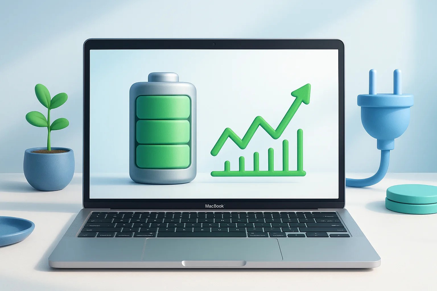 A person checking the battery life and cycle count on their MacBook in System Settings.