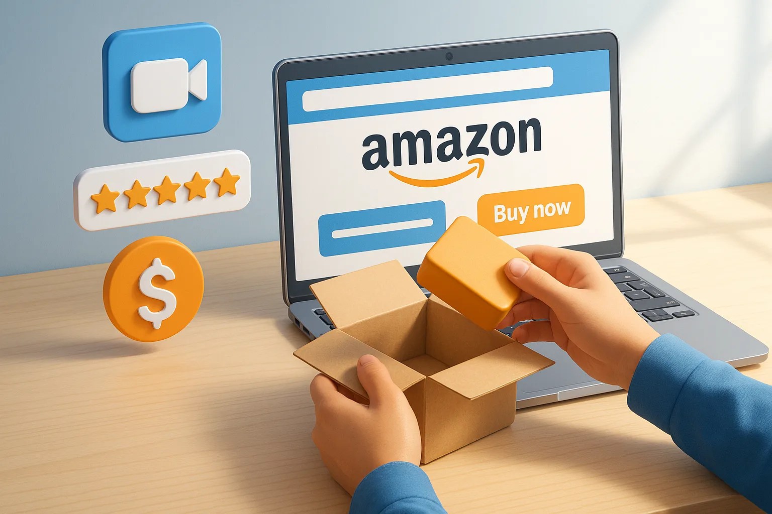 A person unboxing a package to illustrate how to make money reviewing Amazon products.
