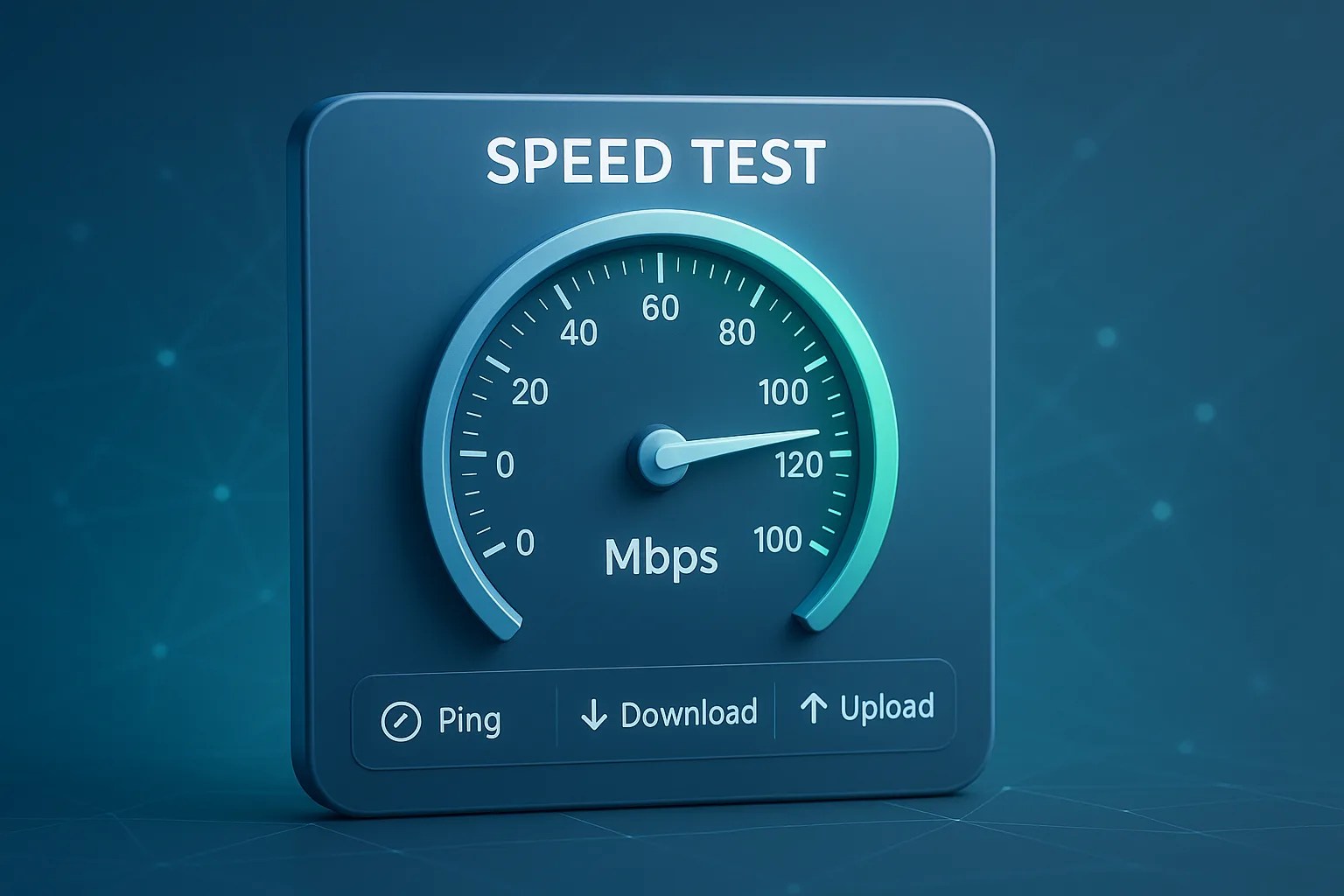 A graphic explaining the components of an internet speed test, focusing on what is ping on a speed test, download, and upload.