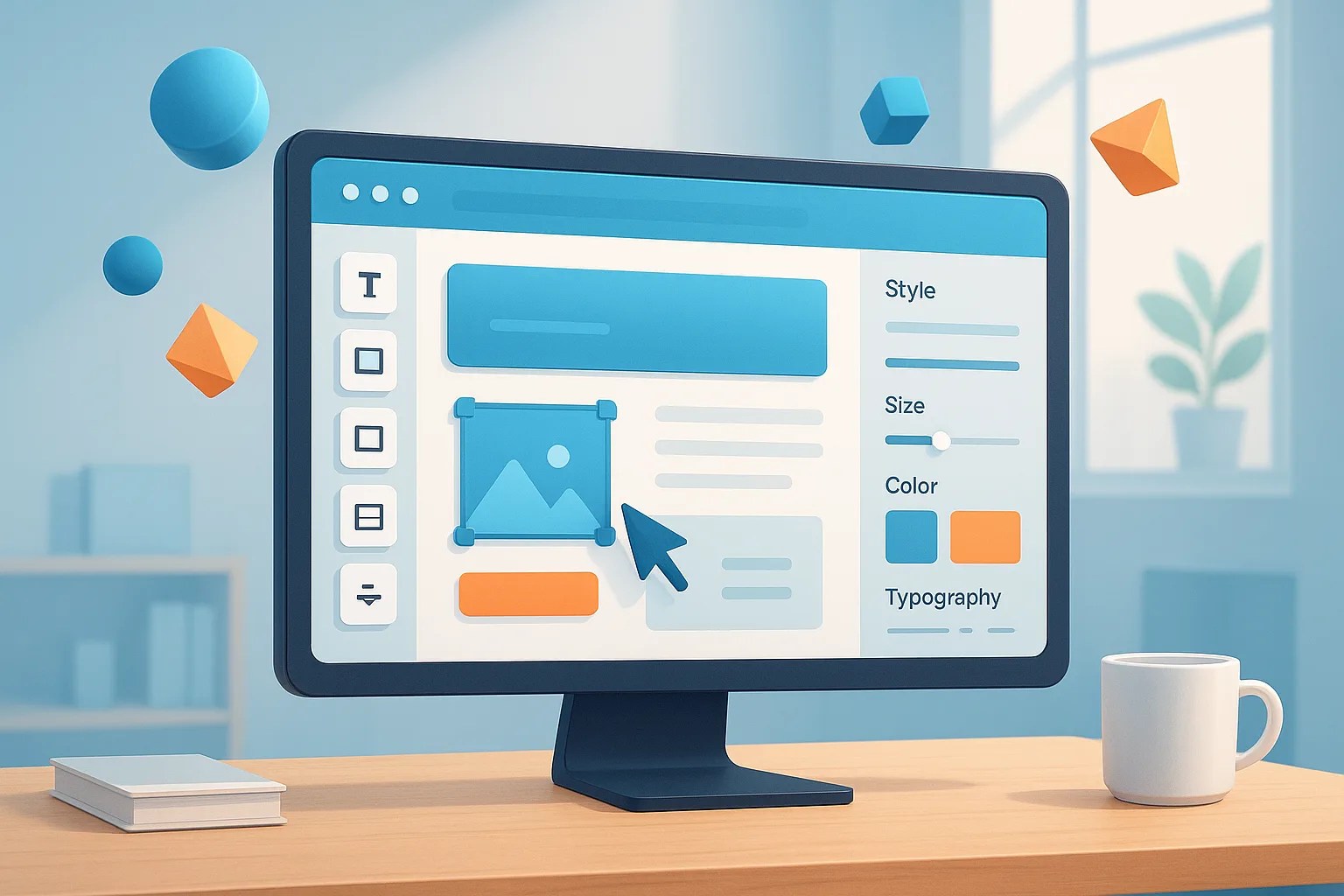 A beginner learning how to use Webflow's visual designer on a desktop computer.