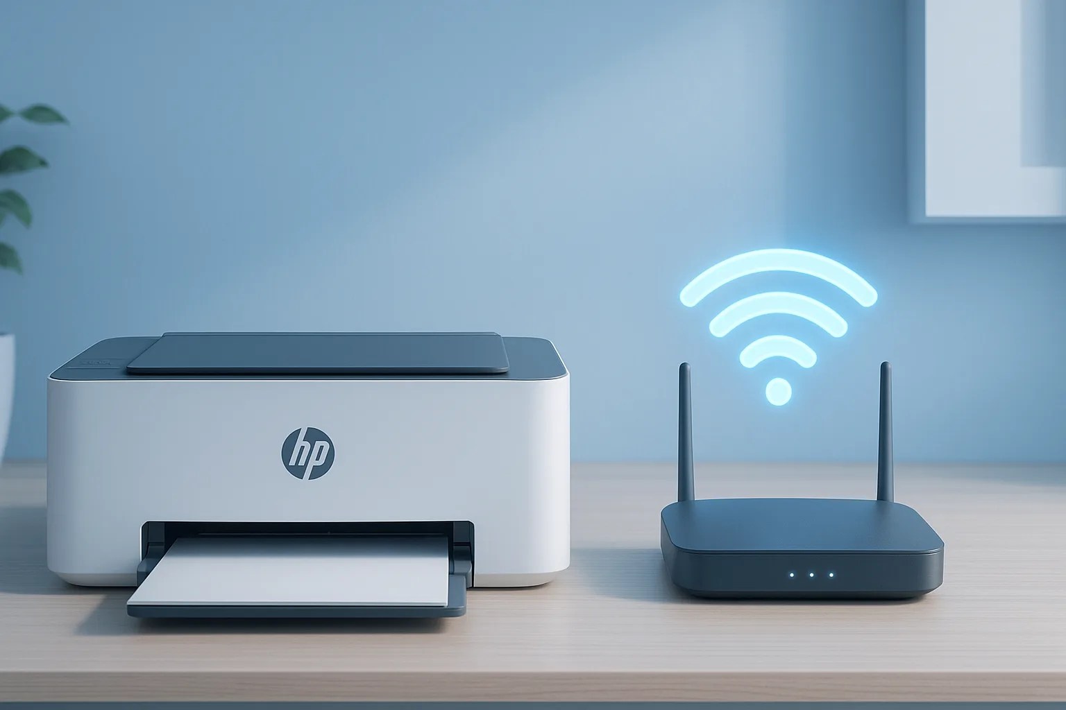 an hp printer connecting to a router, representing how to connect hp printer to wifi