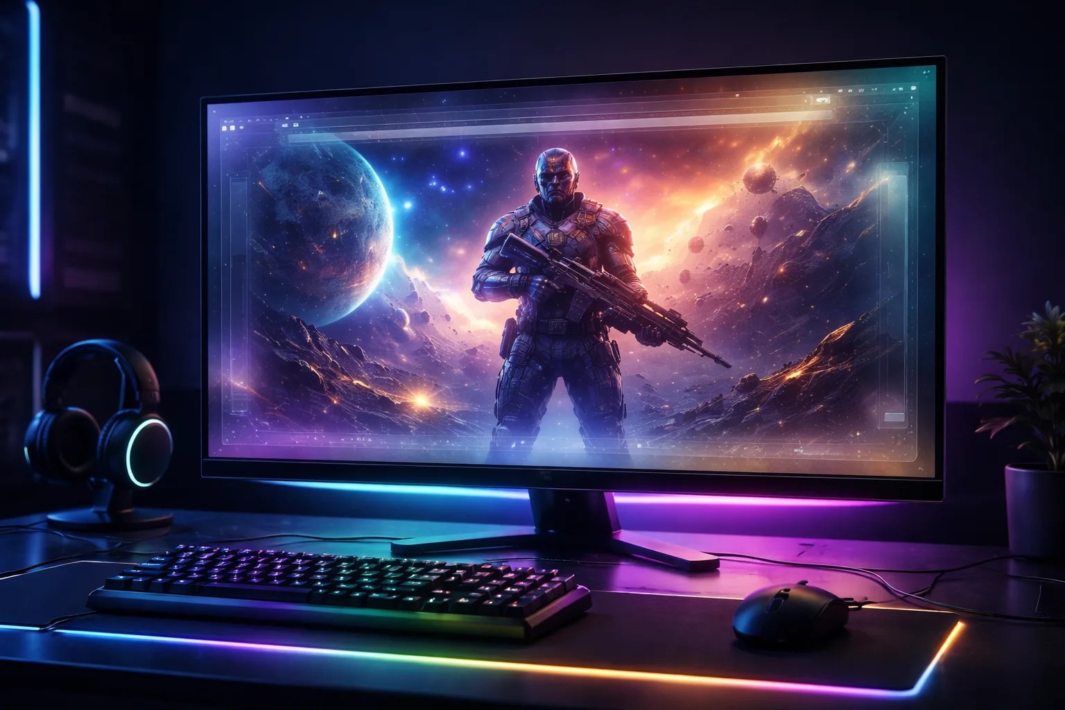 illustration of an oled gaming monitor