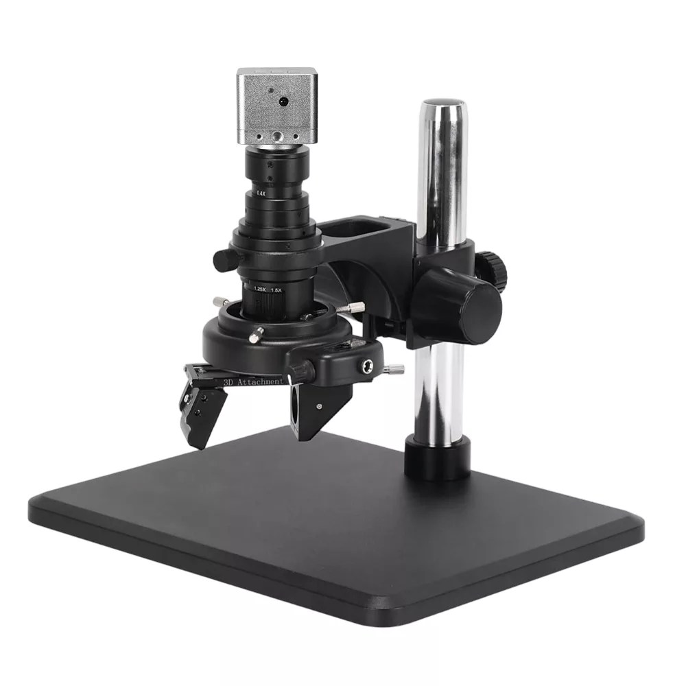 Real 4K UHD 3D Industrial Digital Microscope System (HY-6120s) – Sony IMX678 Sensor, 200X Parfocal 3D/2D Lens & Boom Stand for PCB Micro-Soldering