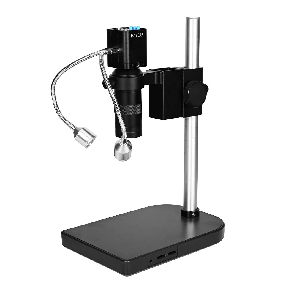 HAYEAR 16MP 2K HDMI Digital Industrial Microscope Set with 10X-150X Zoom C-Mount Lens & Dual Flexible LED Lights for PCB Soldering Repair