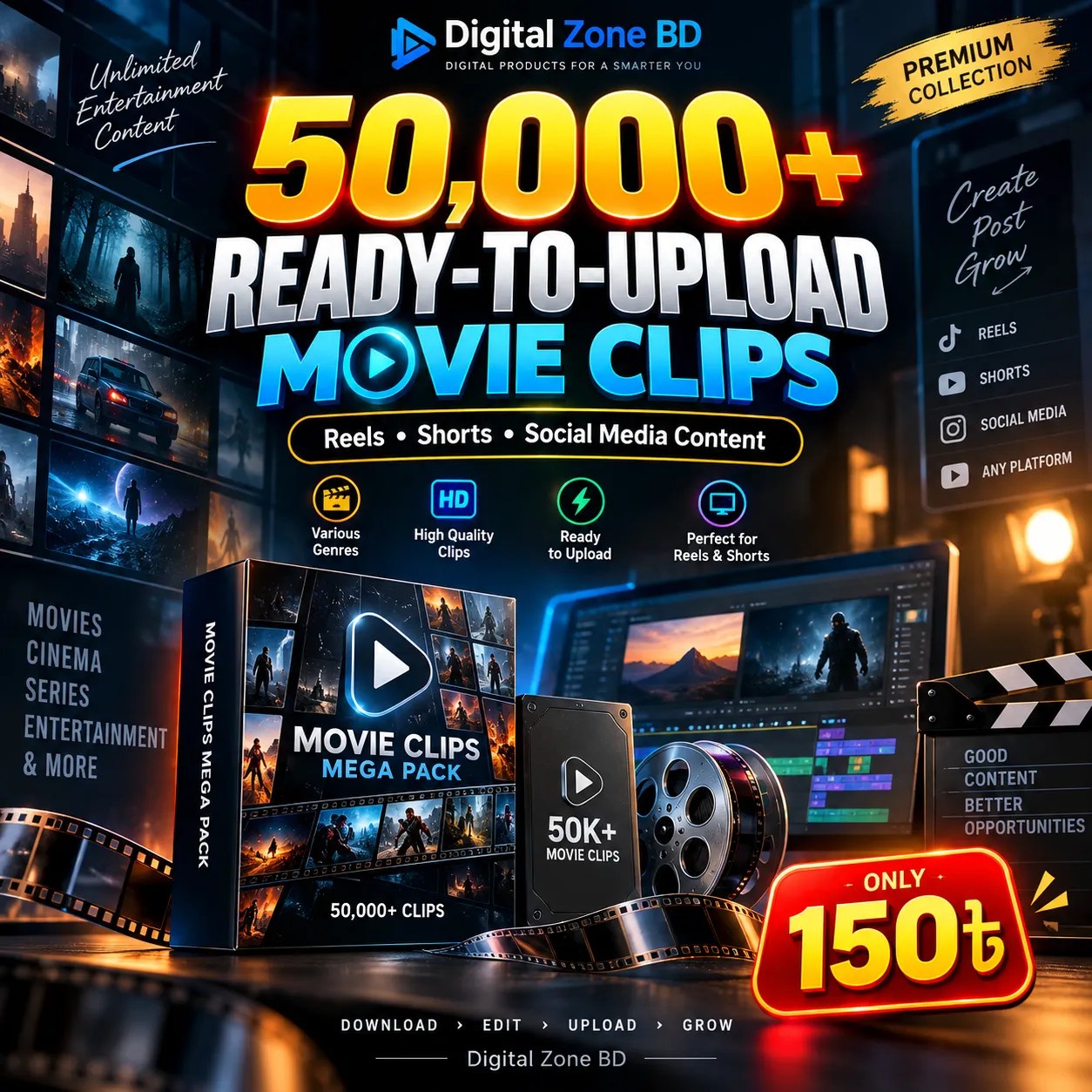 50,000+ Ready-to-Upload Movie Clips Video Bundle