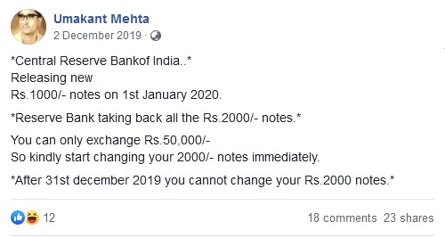 2000 note ban