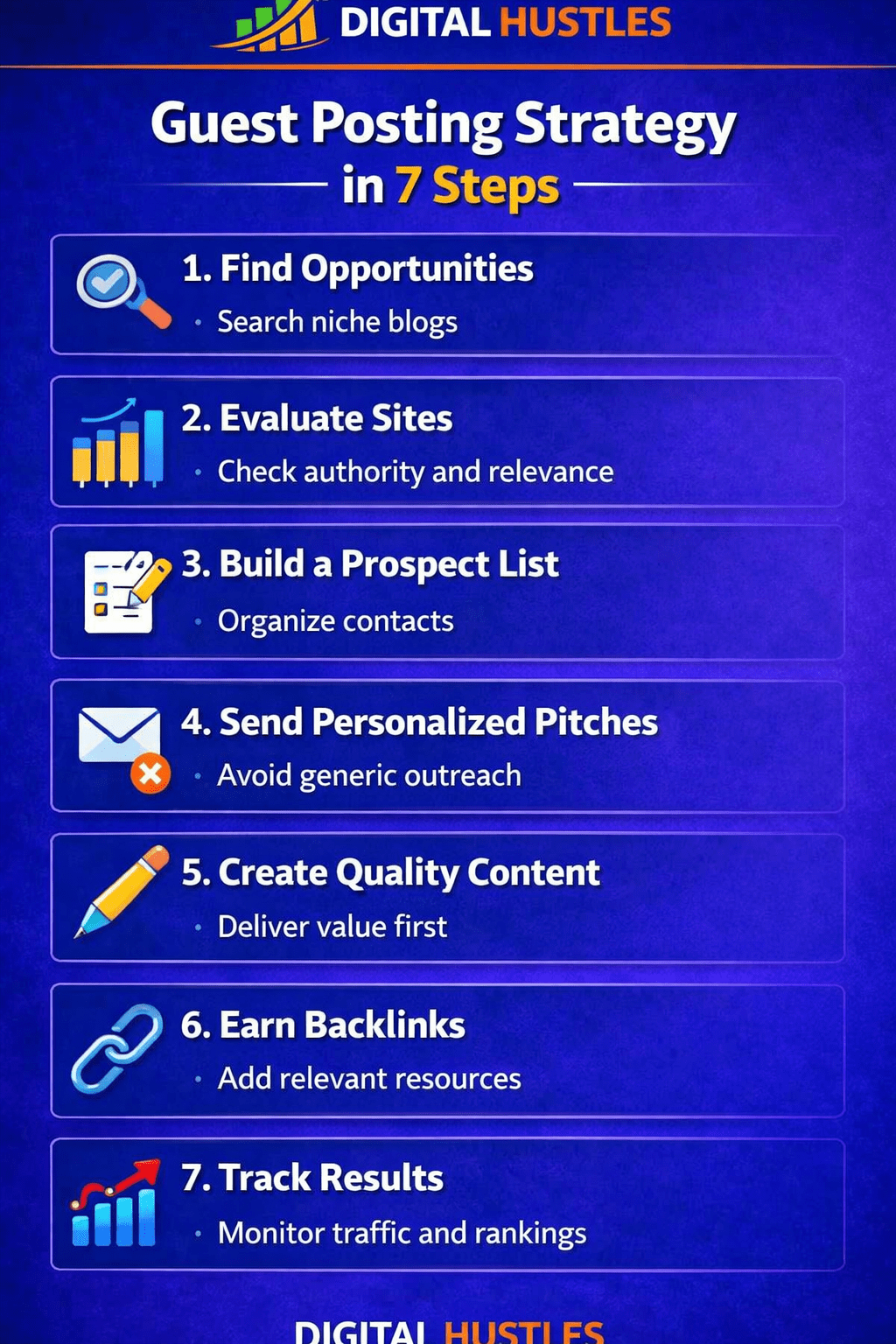Guest posting strategy for blog traffic growth.