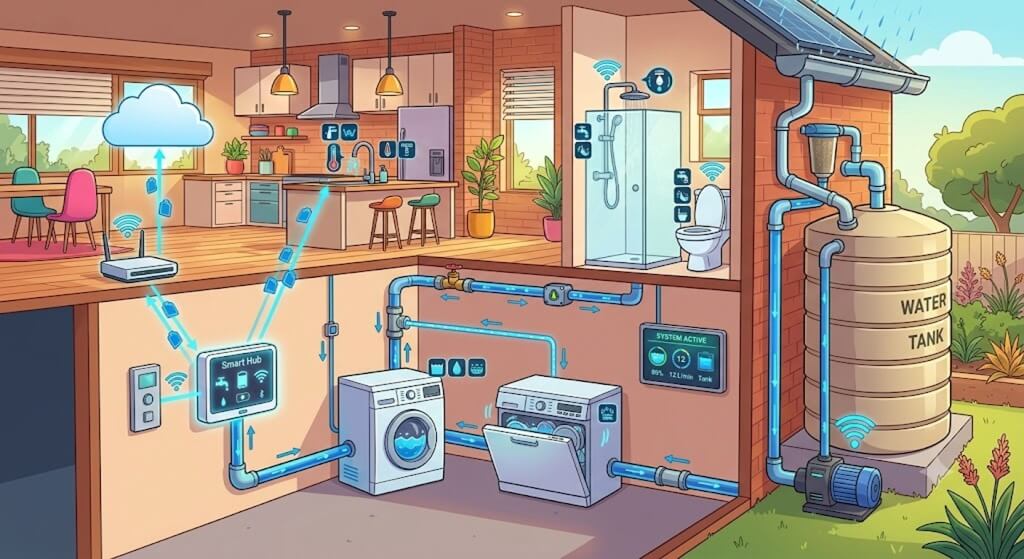 home automatic water system installed in residential overhead tank