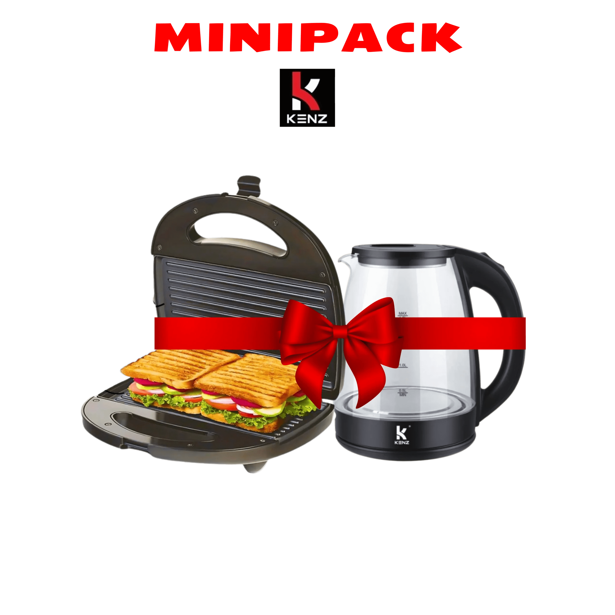 DIGITRONICS MINI PACK KENZ– Bouilloire électrique 1,8L+Grill Panini 1200W