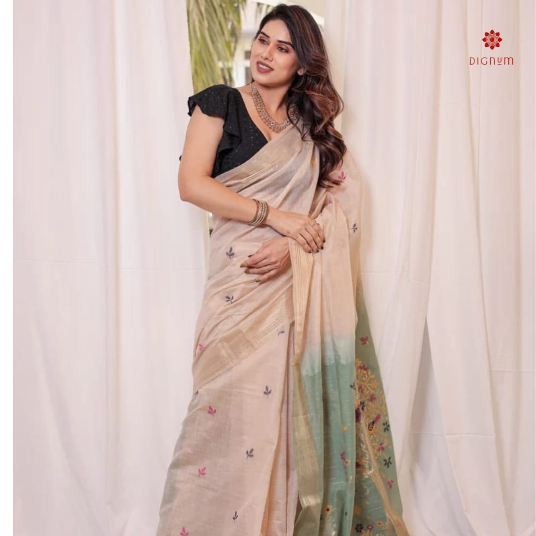 Buy Online Pastel Green Handwoven Moonga Silk Cotton Saree