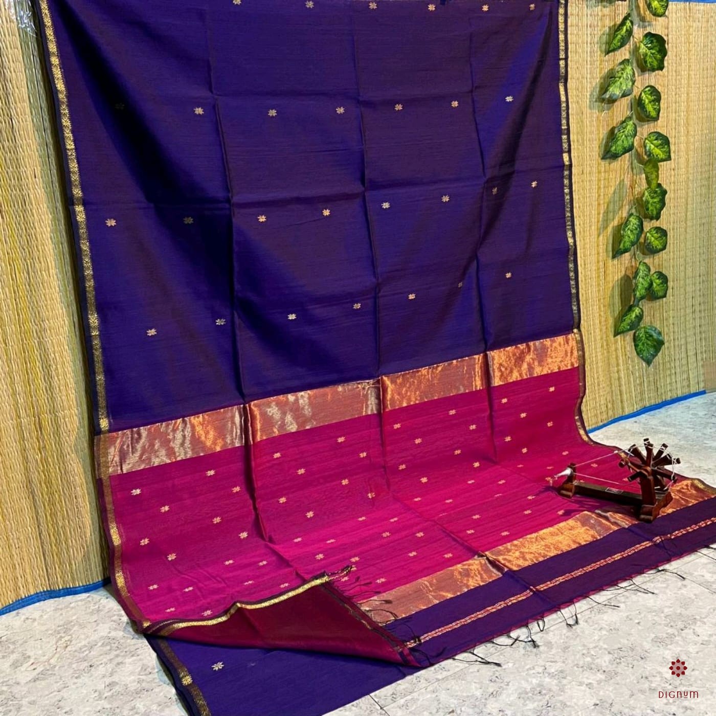 Latest Design Purple Maheshwari Silk Cotton Butta Saree