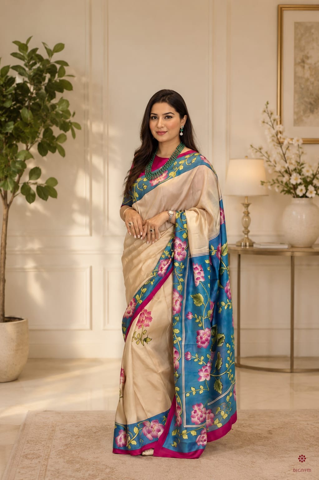 Latest Design Multicolor Pen Kalamkari Pure Mulberry Silk Saree