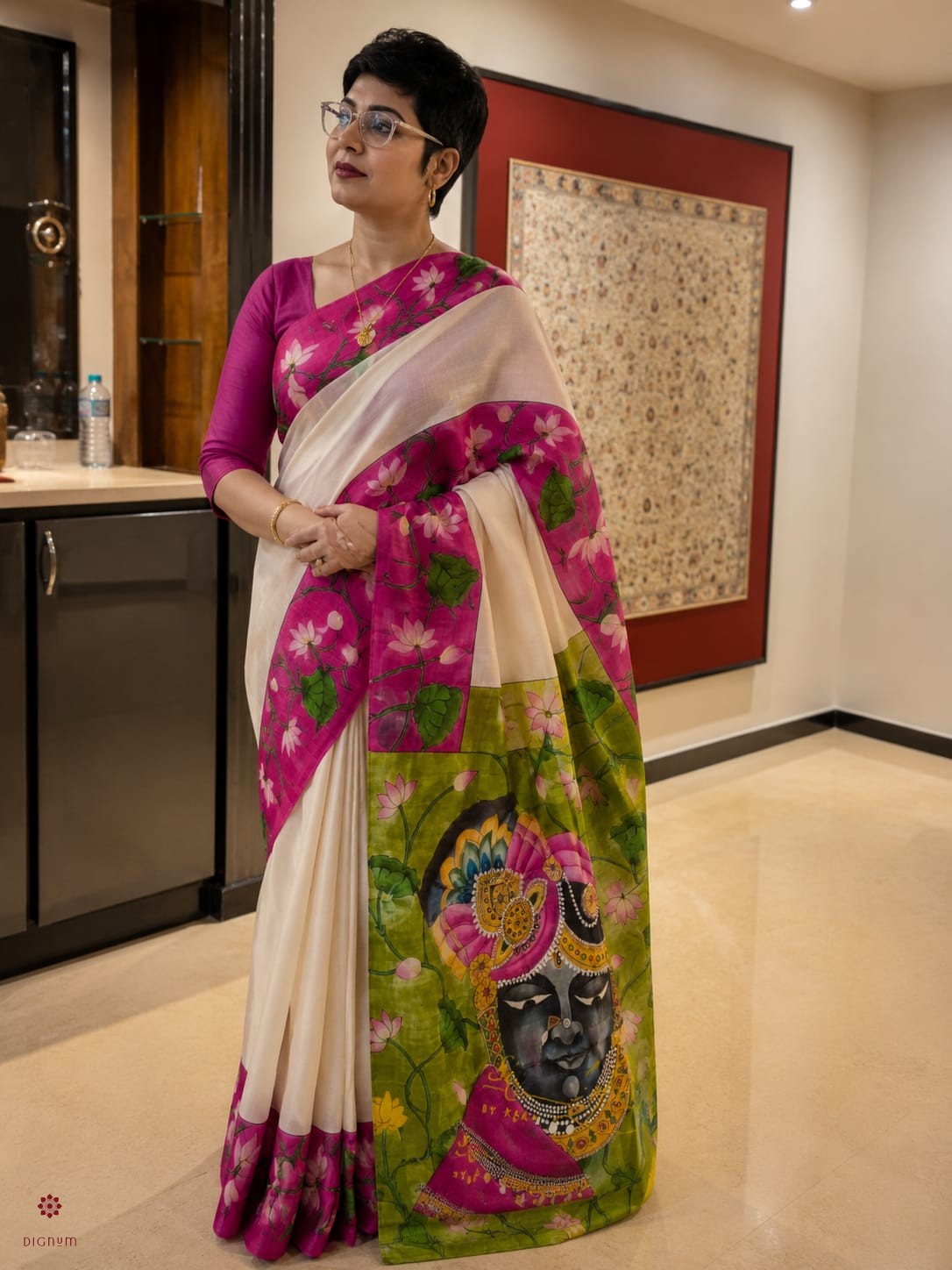 Latest Design Multicolor Pen Kalamkari Pure Mulberry Silk Saree