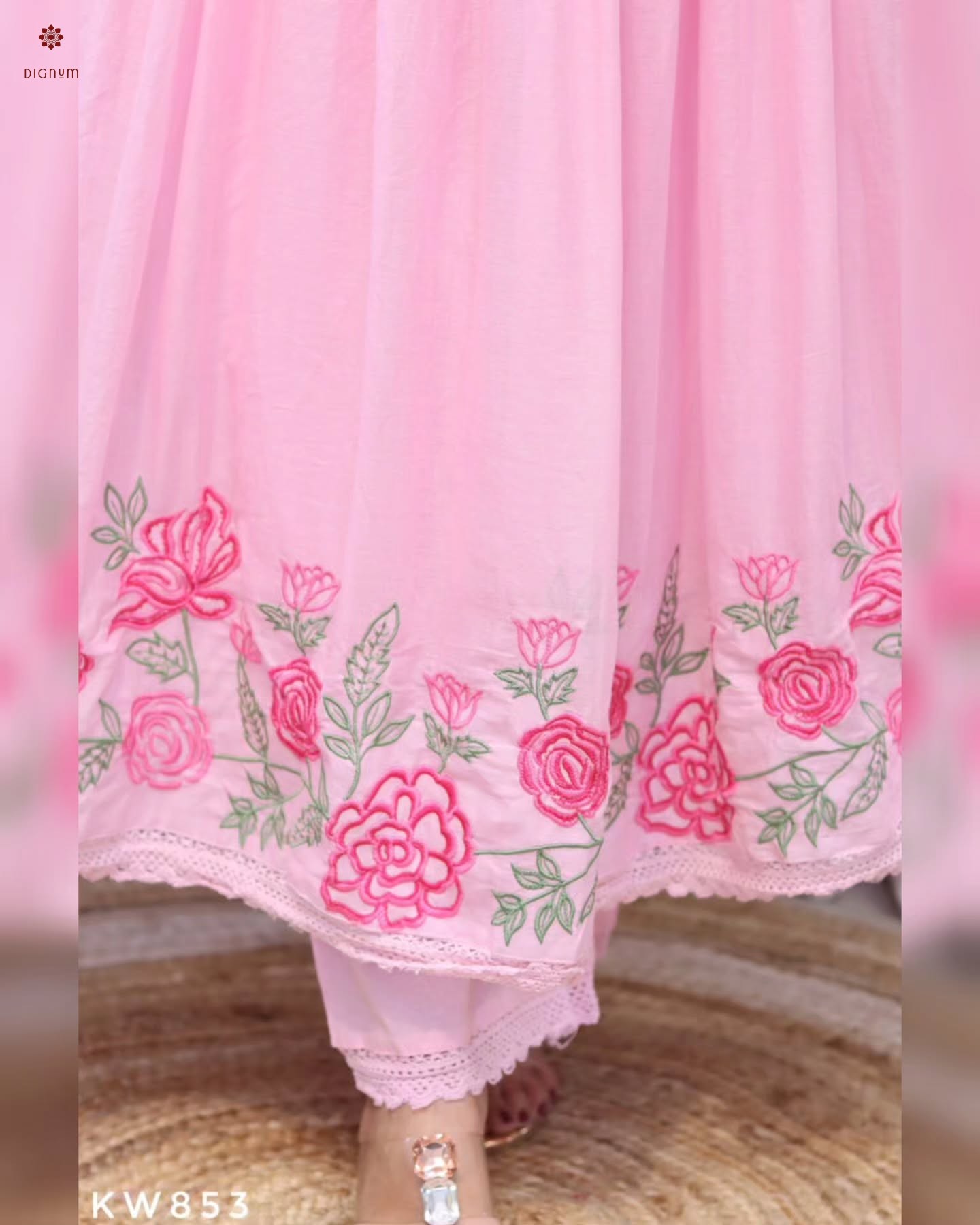 Latest Design Pink Embroidered Anarkali Suit Set