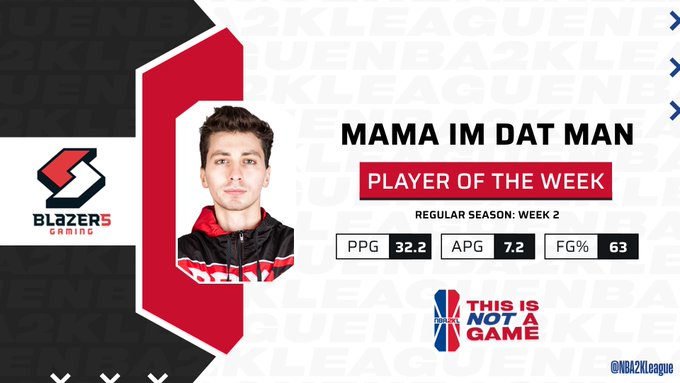 MamaImDatMan Named Week Two Player of the Week