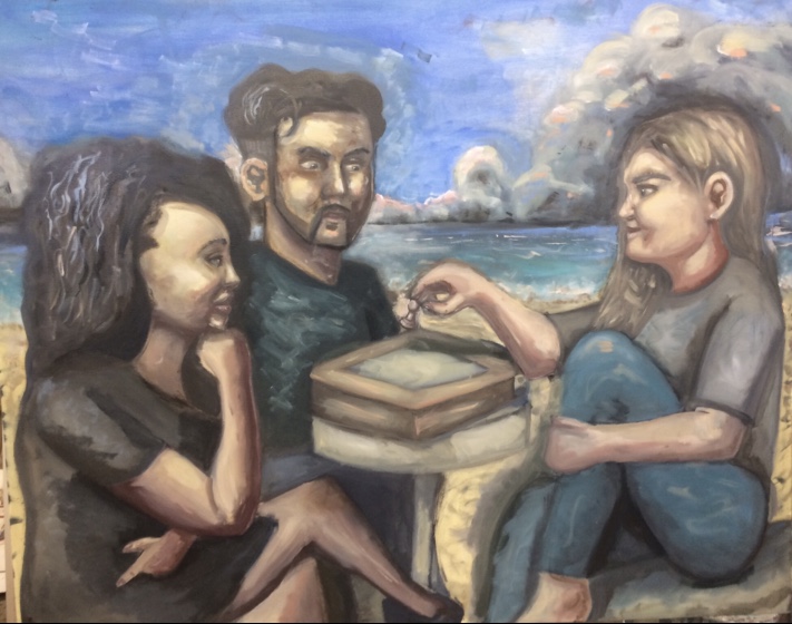 Bantering at the Beach (2018) Medium: Oil on canvas