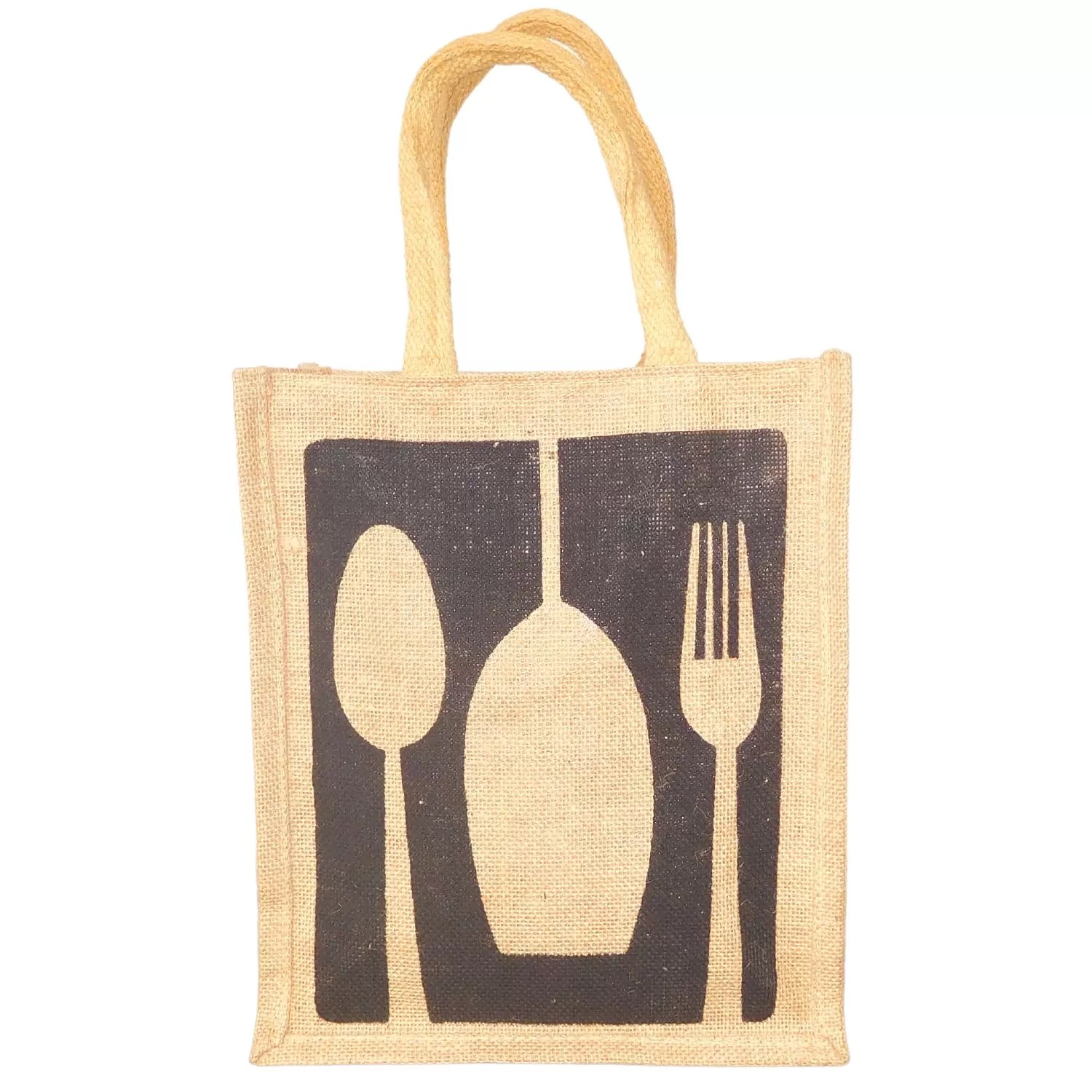 Jute Lunch Bag With Zip Beige Colour Dimna