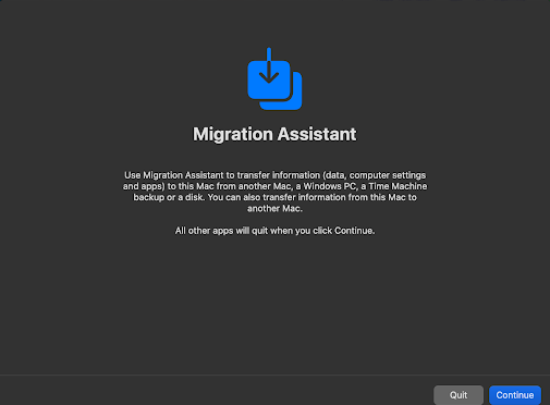 a migration assistant image to move your creative workspaces