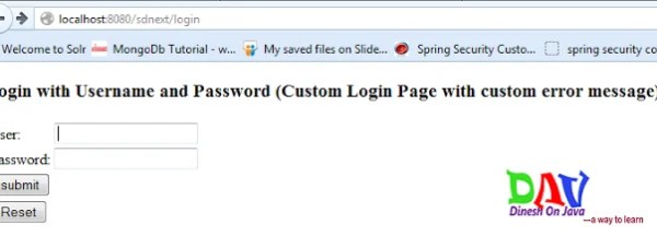Spring Security Error Message