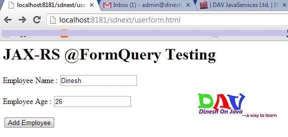 JAX-RS @FormParam example