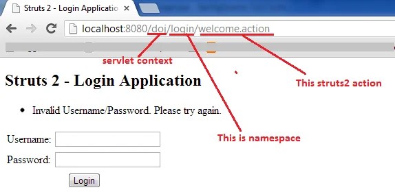 Struts 2 Namespace Configuration Example