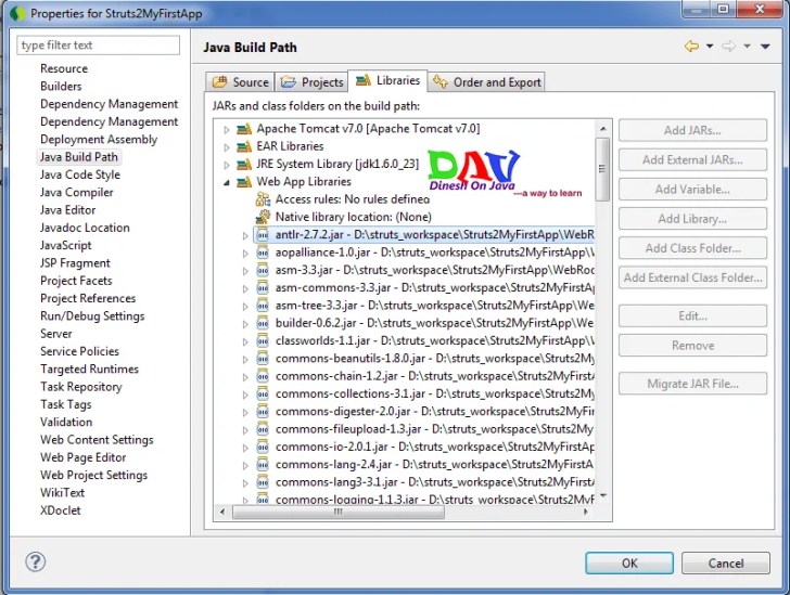 Setting Up Struts 2 in Eclipse