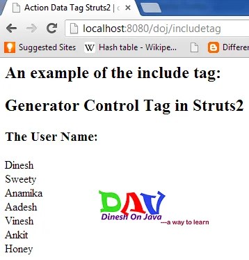 Struts 2 Include Tag Example