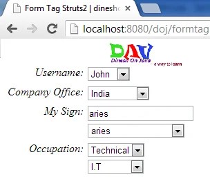 Form Tags in struts