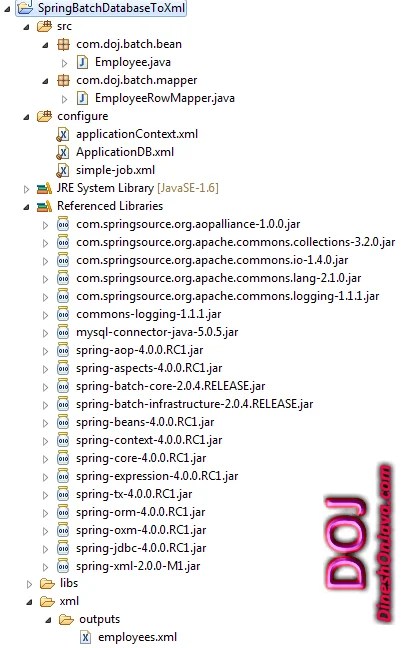 Spring Batch Example MySQL Database To XML