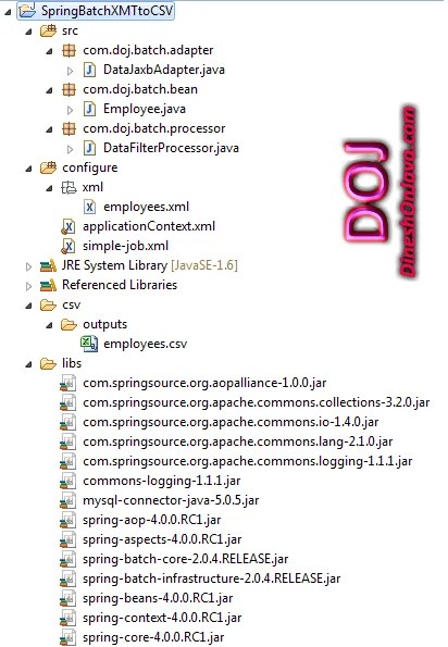 Spring Batch Example XML To CSV File