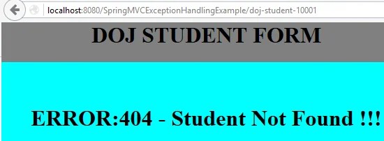 Exception Handling in Spring MVC Example and Return Custom 404 Error Pages