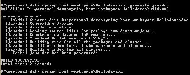 Java Documentation using Ant Build file