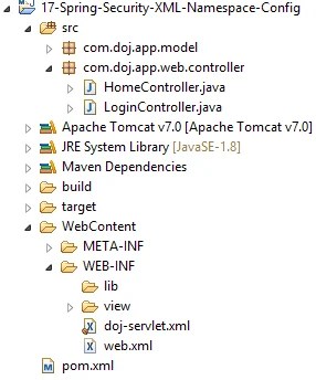 Spring Security XML Namespace Configuration Example