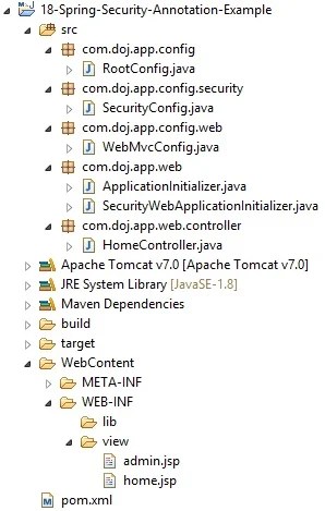 Spring Security Annotation Based Hello World Example