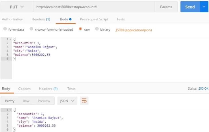 Spring Restful webservice Http PUT method